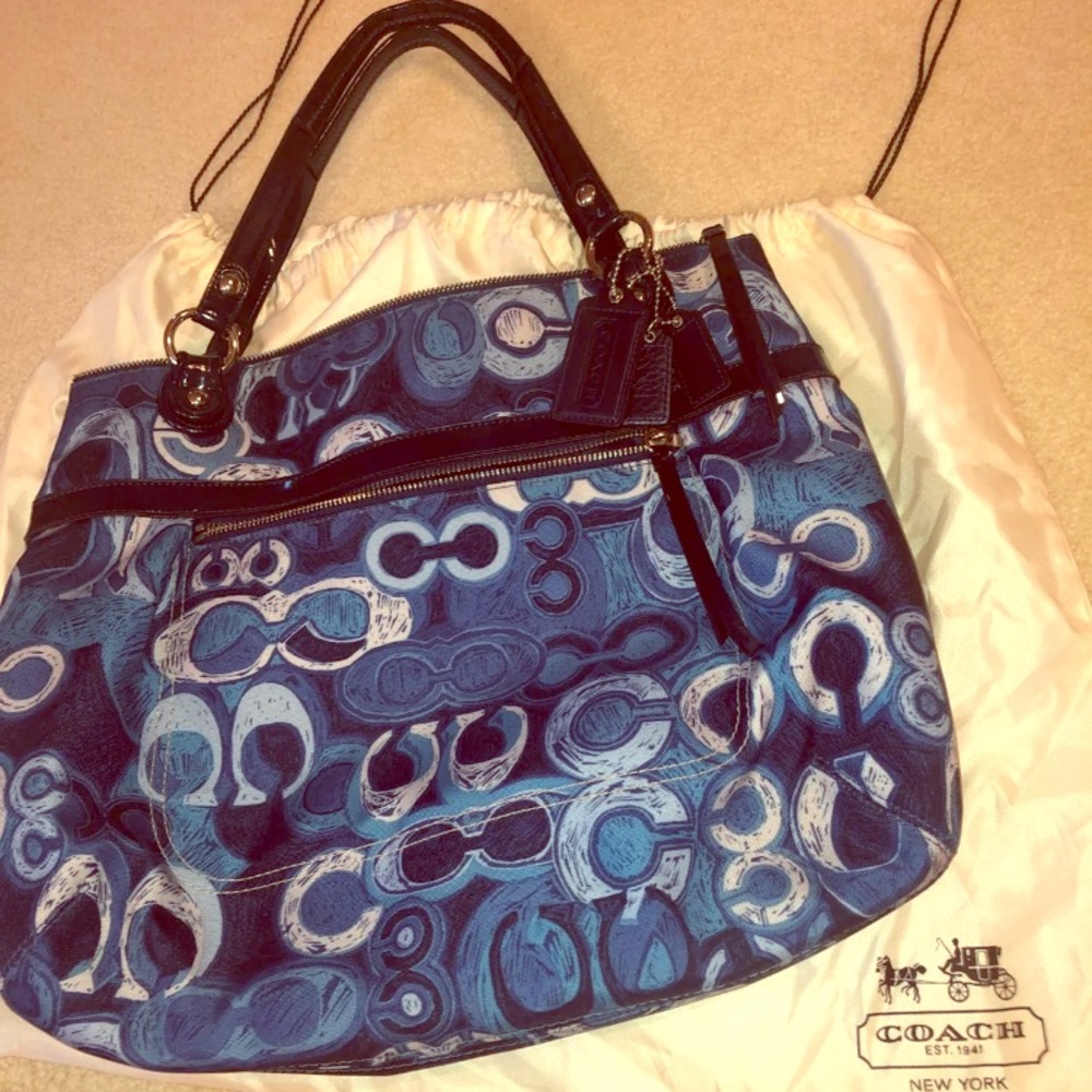 Rare Coach purse poppy denim print